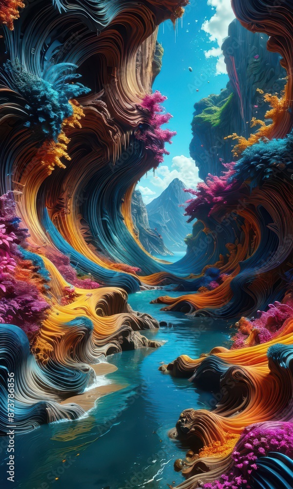 Obraz premium Colorful Abstract Canyon Landscape.