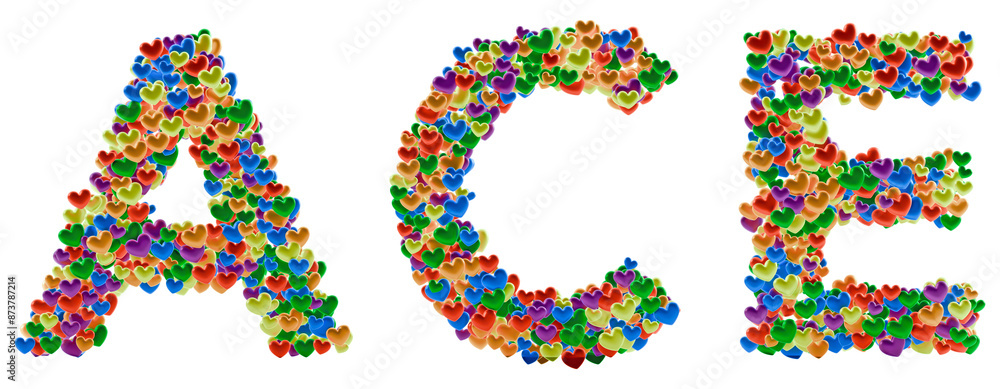 Ace asexual heart shaped particle text on transparent background Ace asexual heart shaped particle text on transparent background