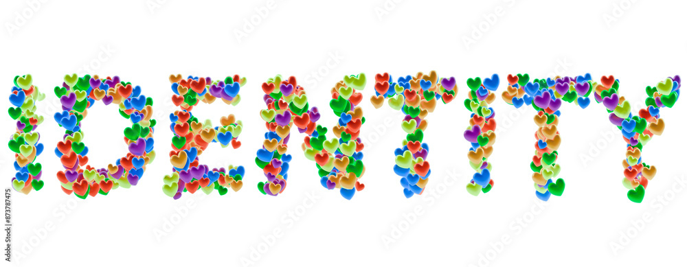 Identity word heart shaped particle text on transparent background Identity word heart shaped particle text on transparent background
