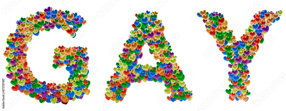 Gay word heart shaped particle text on transparent background Gay word heart shaped particle text on transparent background