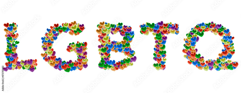 LGBTQ word heart shaped particle text on transparent background LGBTQ word heart shaped particle text on transparent background