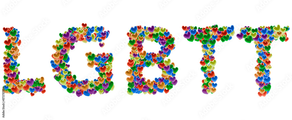 LGBTT word heart shaped particle text on transparent background LGBTT word heart shaped particle text on transparent background