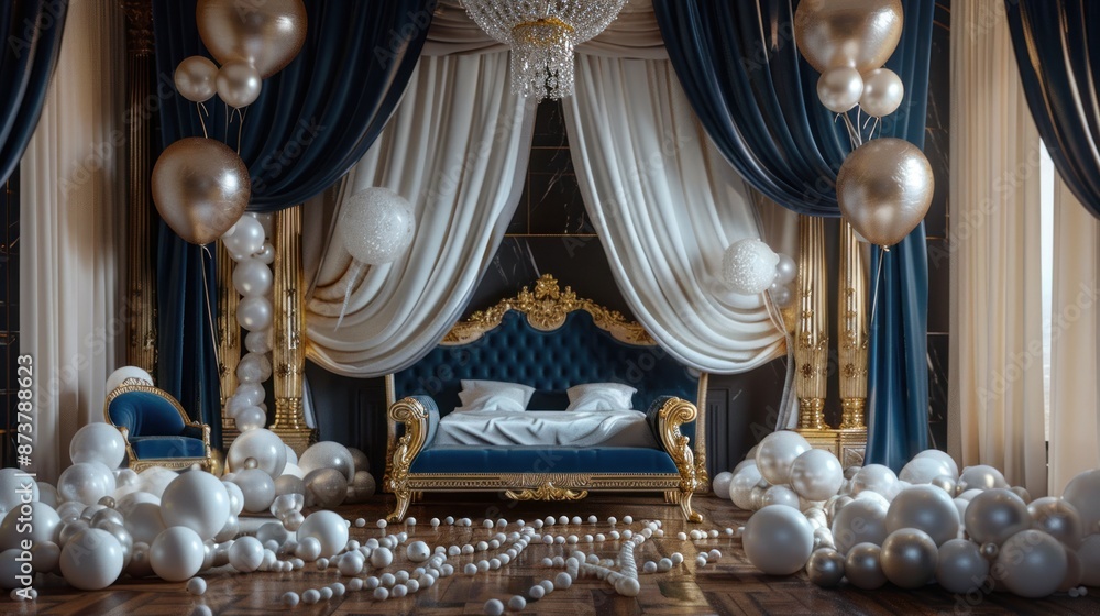 Luxurious Bedroom with Balloon Decor Luxurious Bedroom with Balloon Decor