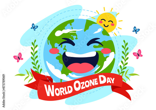 World Ozone Day Vector Illustration on September 16 To Raise Public Awareness About Of The Earth Layer And Protecting Environment in Flat Background