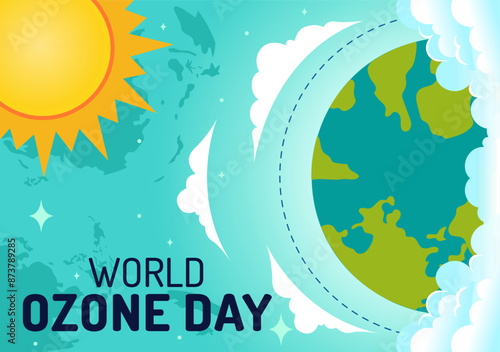 World Ozone Day Vector Illustration on September 16 To Raise Public Awareness About Of The Earth Layer And Protecting Environment in Flat Background