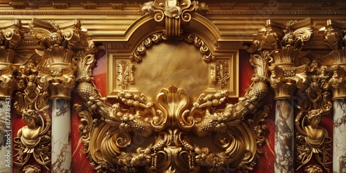 Baroque, Barocco Ornate Marble Ceiling Non-Linear Reformation Design with Intricate Accents Depicting Classic Elegance and Architectural Beauty