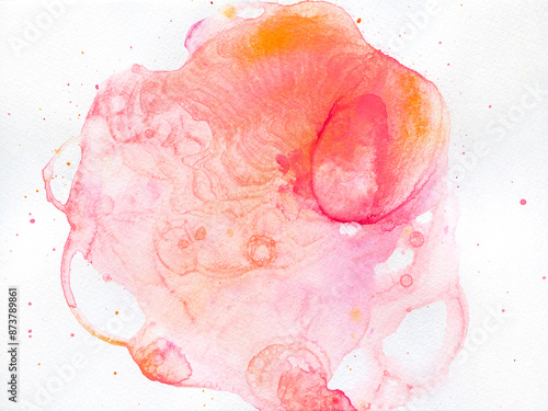 abstract watercolor foam bubble pink, gold hand drawn. tranquil paint stroke, isolated white background