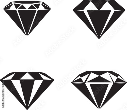 diamond illustration, diamond icon set