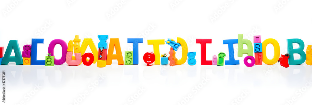 Exciting Mosaic of Bold and Colorful Alphabet Letters on a Crisp White Background Exciting Mosaic of Bold and Colorful Alphabet Letters on a Crisp White Background