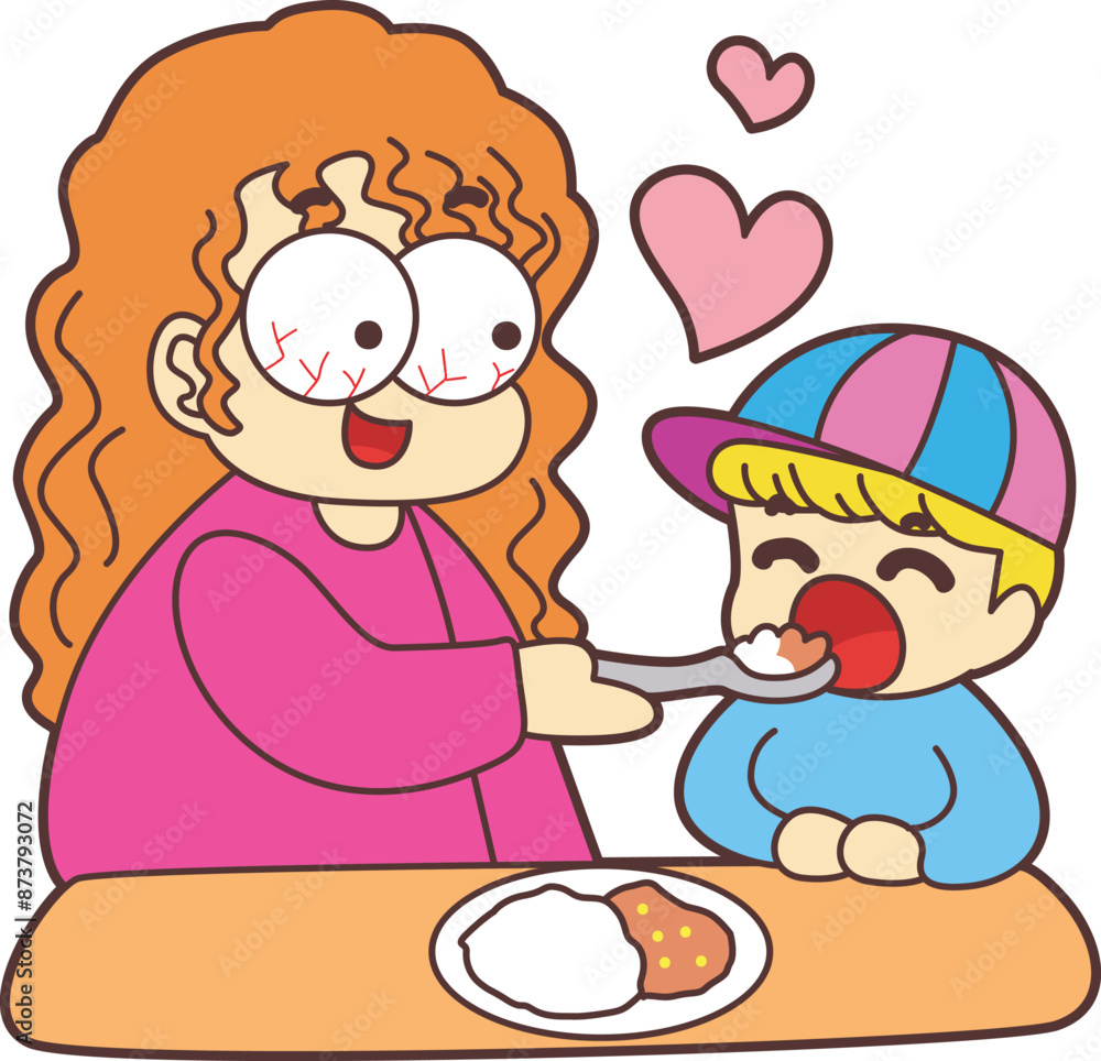 Happy Mothers Day character cartoon mom and daughter.
Mom and son illustration with heartwarming design. Happy Mothers Day character cartoon mom and daughter.
Mom and son illustration with heartwarming design.