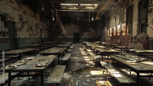 Eerie Abandoned School Cafeteria: A Forgotten Spectacle of Decay