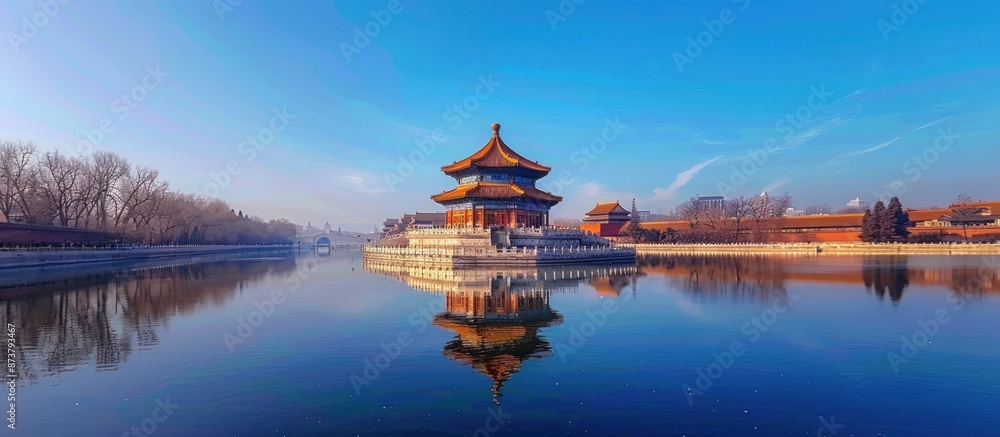 Obraz premium Peaceful Reflection of Chinese Architecture