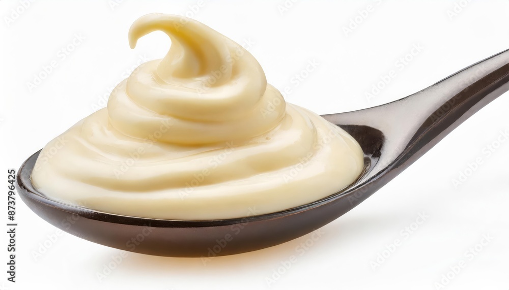 Generated imageSpoon of mayonnaise isolated on white background , generated by AI. High quality photo Generated imageSpoon of mayonnaise isolated on white background , generated by AI. High quality photo