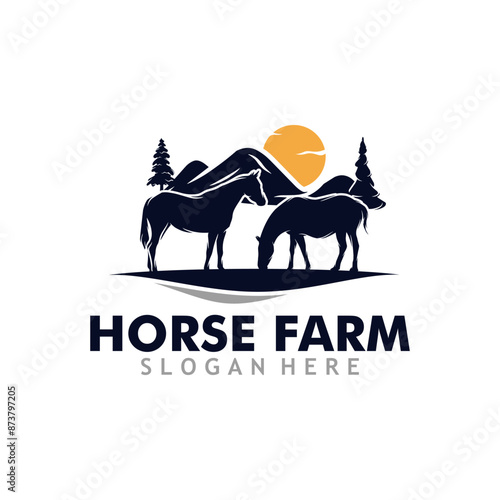 Horse Farm Logo Template Design Vector