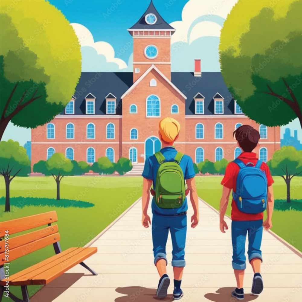 Obraz premium children back to school generative AI