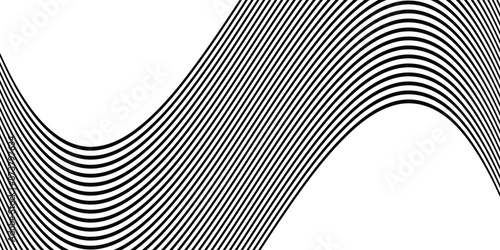 Black stripes lines wave curves abstract background. Vector