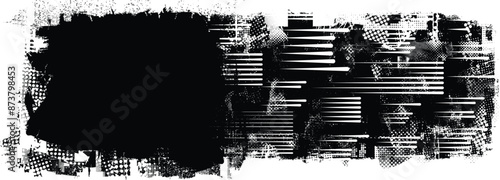 Glitch distorted grange shape . Noise grungy logo . Trendy defect error shapes . Glitched frame .Grunge textured . Distressed effect .Vector shapes