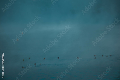 lake in misty morning