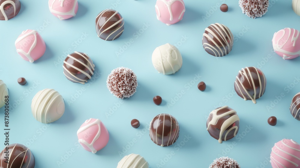 Assorted chocolates on a blue background. Assorted chocolates on a blue background.