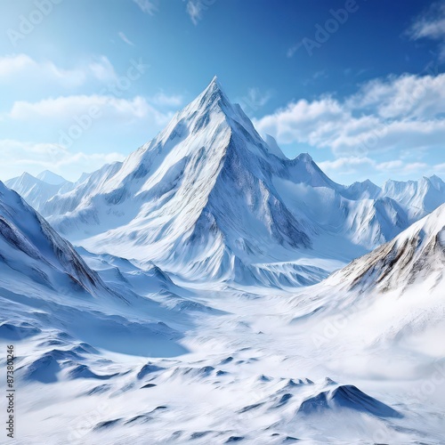 an ai generated image, snow covered mountains