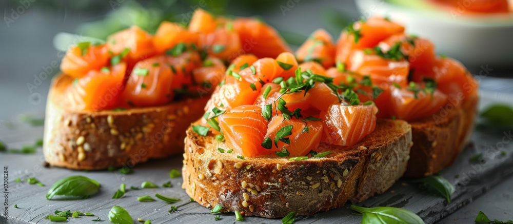 Salmon Bruschetta with Herbs and Seeds Salmon Bruschetta with Herbs and Seeds