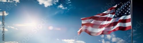 American Flag Waving in the Wind - Symbol of Patriotism