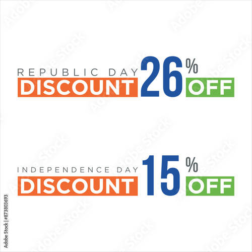 Republic day and independence day discount vector template for graphic design and multiple use