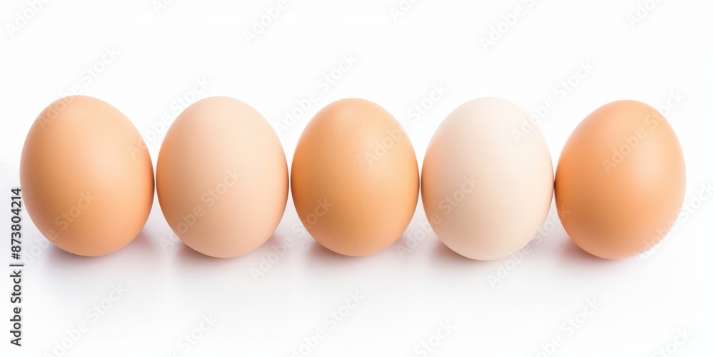 Five Brown Eggs on a White Background Five Brown Eggs on a White Background