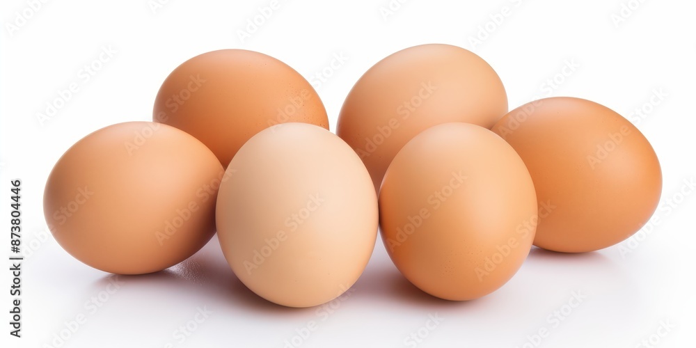 Six Brown Eggs Isolated on White Background Six Brown Eggs Isolated on White Background
