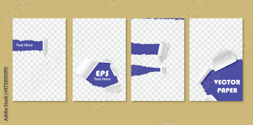 editable social media story vector template for book cover, magazine in paper cut style