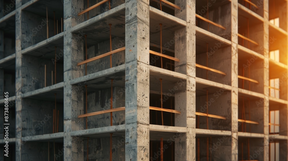 Dynamic scene of a building under construction, layers of materials being applied and finished with troweling, showcasing the intricate development process Dynamic scene of a building under construction, layers of materials being applied and finished with troweling, showcasing the intricate development process
