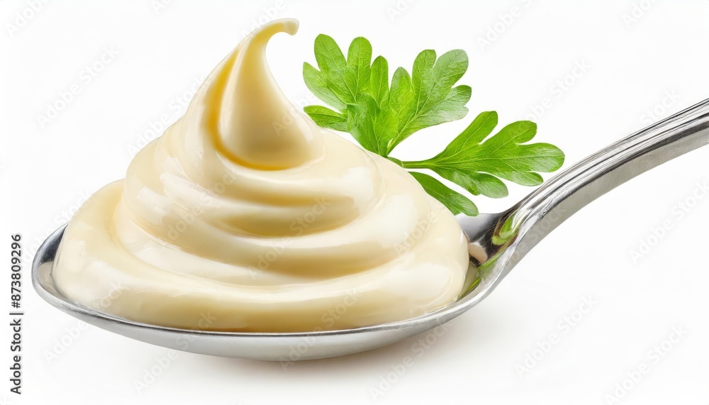 Generated imageSpoon of mayonnaise isolated on white background , generated by AI. High quality photo Generated imageSpoon of mayonnaise isolated on white background , generated by AI. High quality photo