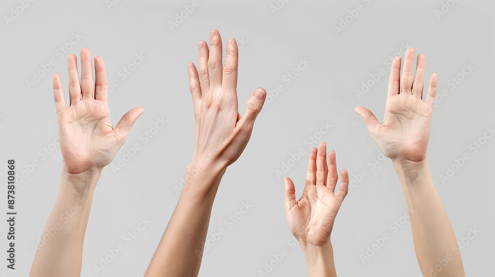 Female hand showing gestures. White palm, arm, fingers in various signs. Concept isolated icon set Female hand showing gestures. White palm, arm, fingers in various signs. Concept isolated icon set