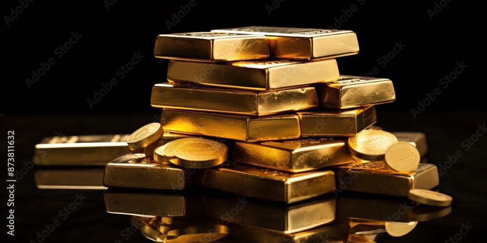 Stack of Gold Bars and Coins Stack of Gold Bars and Coins