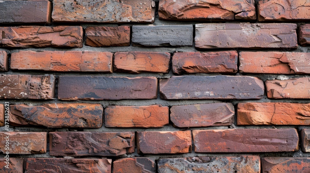 Obraz premium Detailed close-up of a wall's surface, showcasing intricate textures and construction techniques, emphasizing the strength and form of the edifice