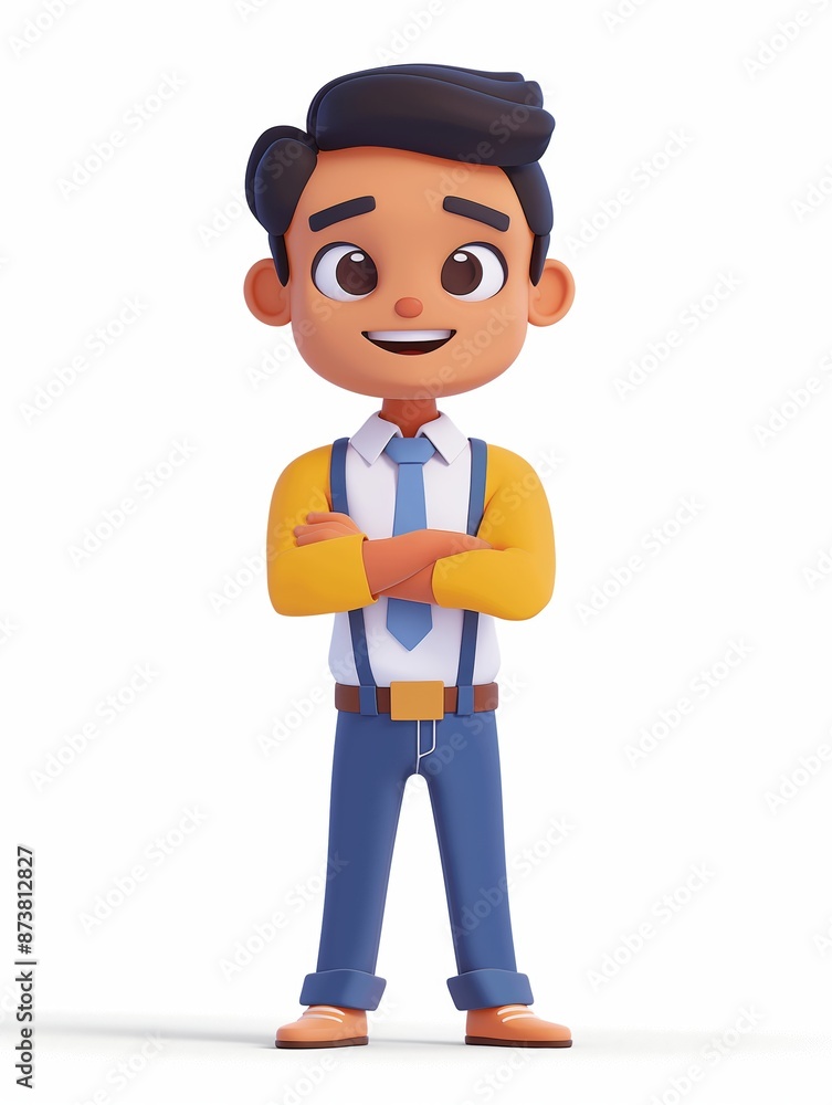 TV Presenter male, Full body character, 3D render illustration, Clip art, cartoon style, isolated on white background TV Presenter male, Full body character, 3D render illustration, Clip art, cartoon style, isolated on white background