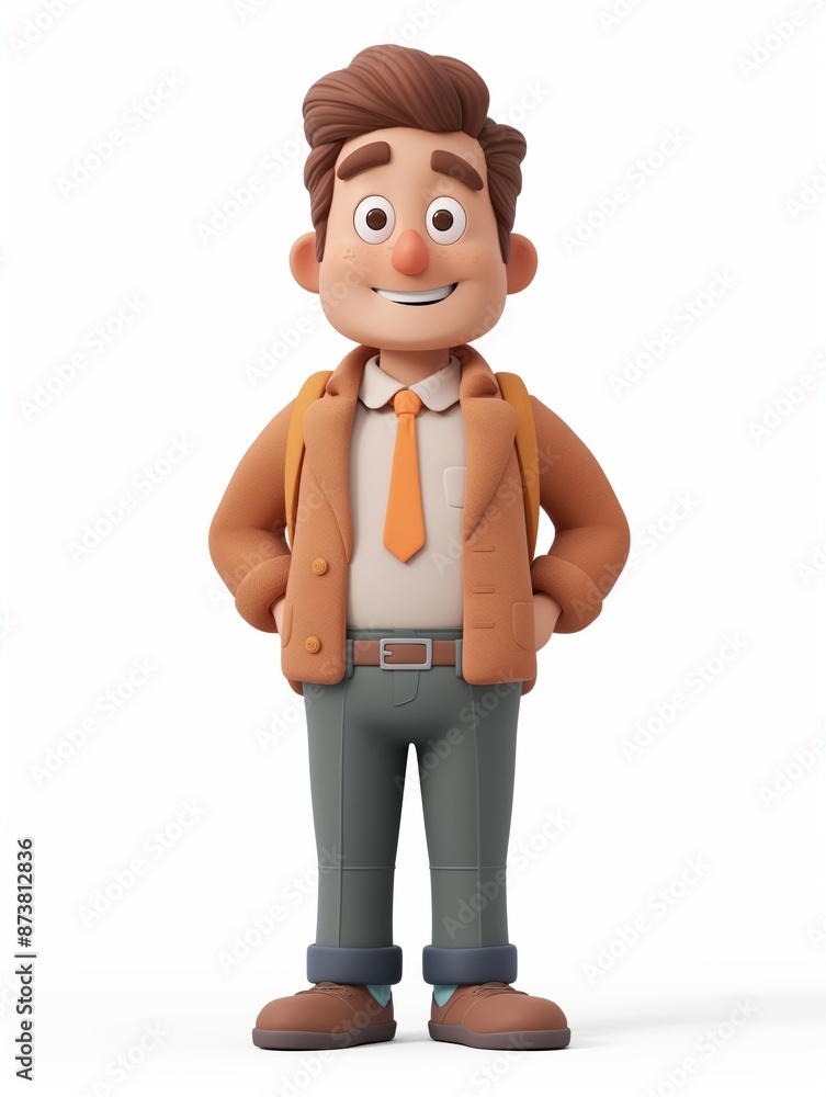 TV Presenter male, Full body character, 3D render illustration, Clip art, cartoon style, isolated on white background TV Presenter male, Full body character, 3D render illustration, Clip art, cartoon style, isolated on white background