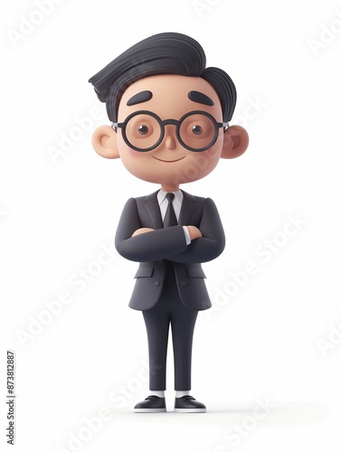 Copywriter male, Full body character, 3D render illustration, Clip art, cartoon style, isolated on white background 