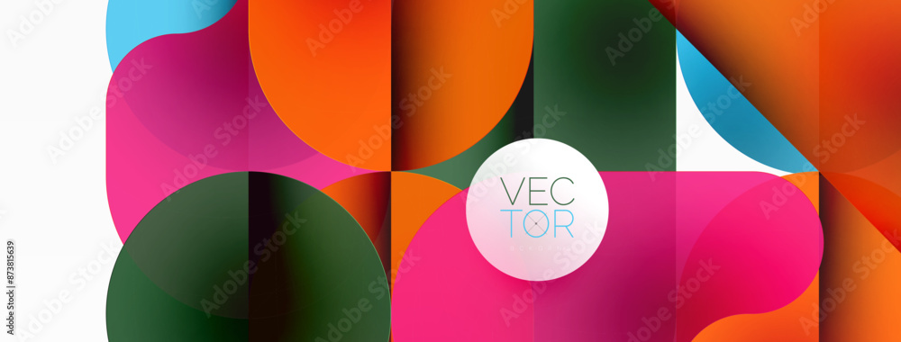 Minimal round shapes geometric abstract background. Circle design. Trendy techno business template for wallpaper, banner, background or landing Minimal round shapes geometric abstract background. Circle design. Trendy techno business template for wallpaper, banner, background or landing