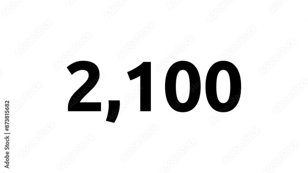 Simple count-up animation from 0 to 5000. White, black, Green Screen background. Smooth and elegant animations that start and end gently with ease-in and ease-out transitions. 4K Motion Graphics