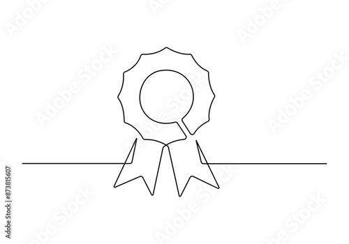 Winner award badge continuous one line drawing vector illustration. Pro vector