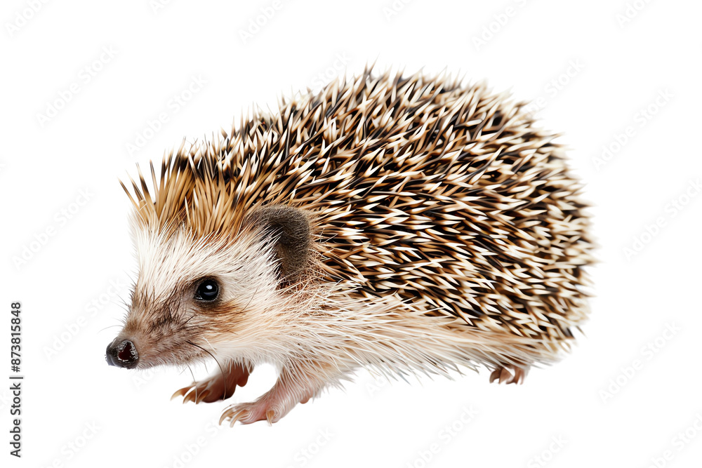 Close-up of a cute hedgehog isolated on a white background. Perfect for educational purposes, pet care tips, and wildlife enthusiasts. Close-up of a cute hedgehog isolated on a white background. Perfect for educational purposes, pet care tips, and wildlife enthusiasts.