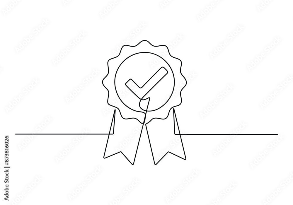 Winner award badge continuous one line drawing vector illustration. Pro vector Winner award badge continuous one line drawing vector illustration. Pro vector