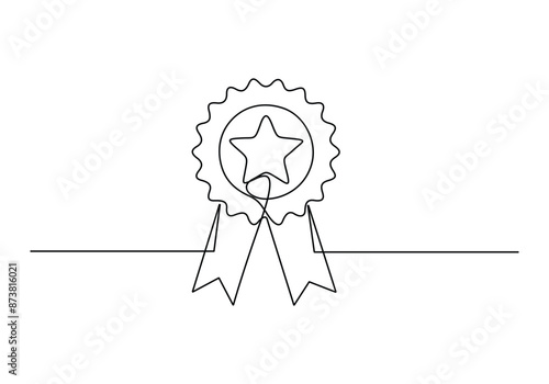 Winner award badge continuous one line drawing vector illustration. Pro vector