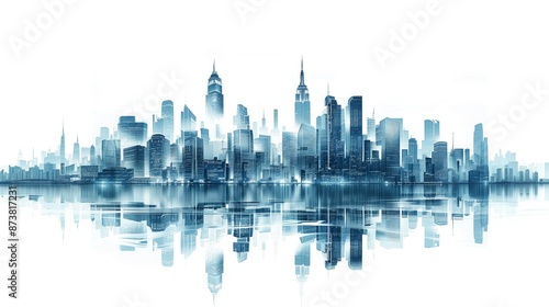 Wallpaper Mural Minimalistic illustration of modern cityscape architecture with skyscrapers Torontodigital.ca