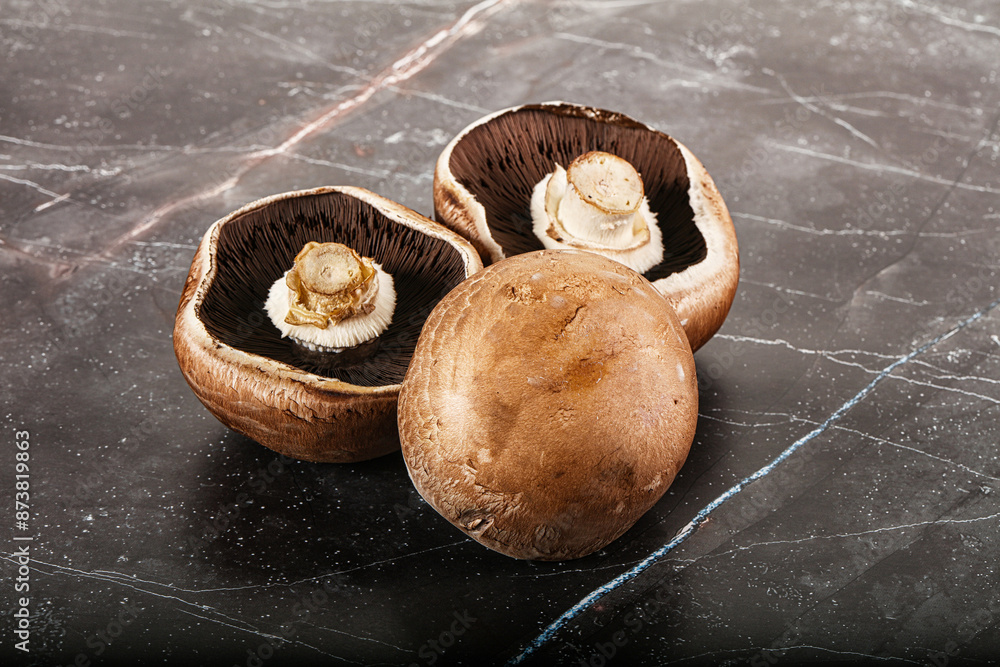 Raw brown champignon for cooking Raw brown champignon for cooking