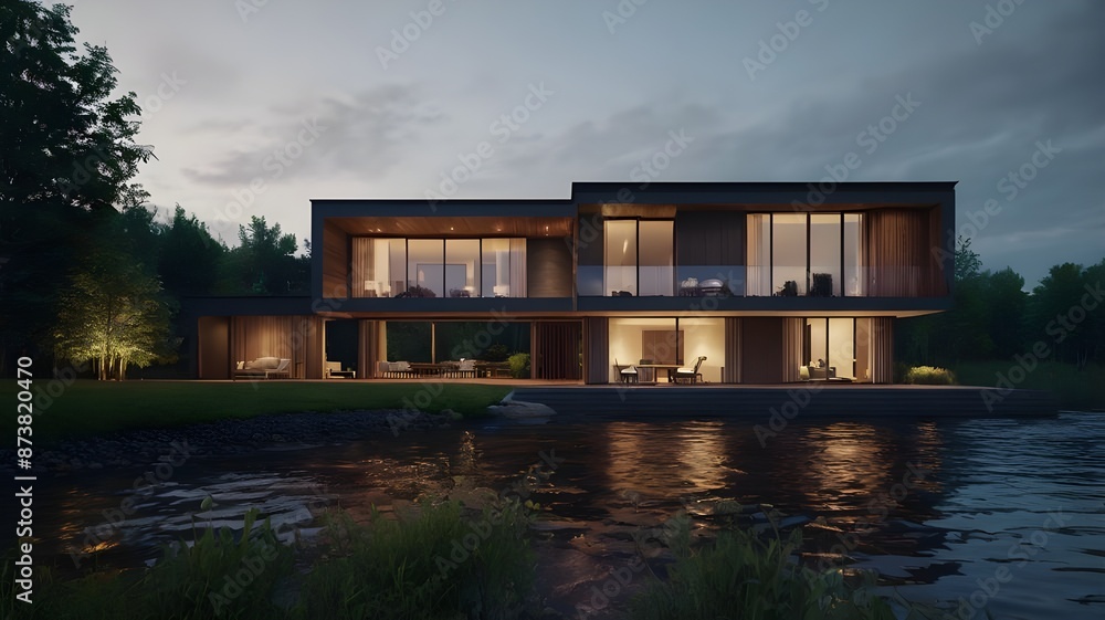 modern house at night modern house at night