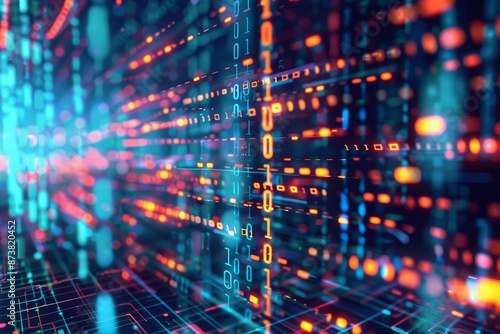 Wallpaper Mural Computer screen displaying numerous lines representing abstract data streams and digital information, An abstract representation of data streams and digital communication Torontodigital.ca