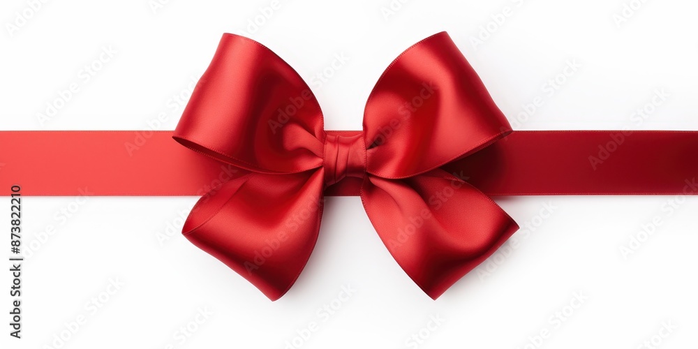 Red Satin Bow on White Background Red Satin Bow on White Background