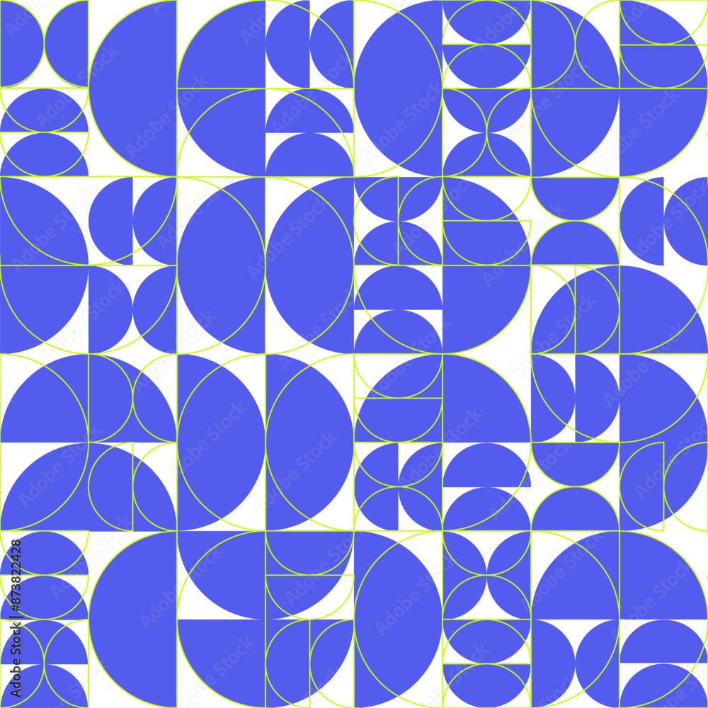 Blue Half Circle Seamless Pattern. Vector Illustration of Fashion Contemporary Art. Background Decor. Linear and Outline Style. Blue Half Circle Seamless Pattern. Vector Illustration of Fashion Contemporary Art. Background Decor. Linear and Outline Style.